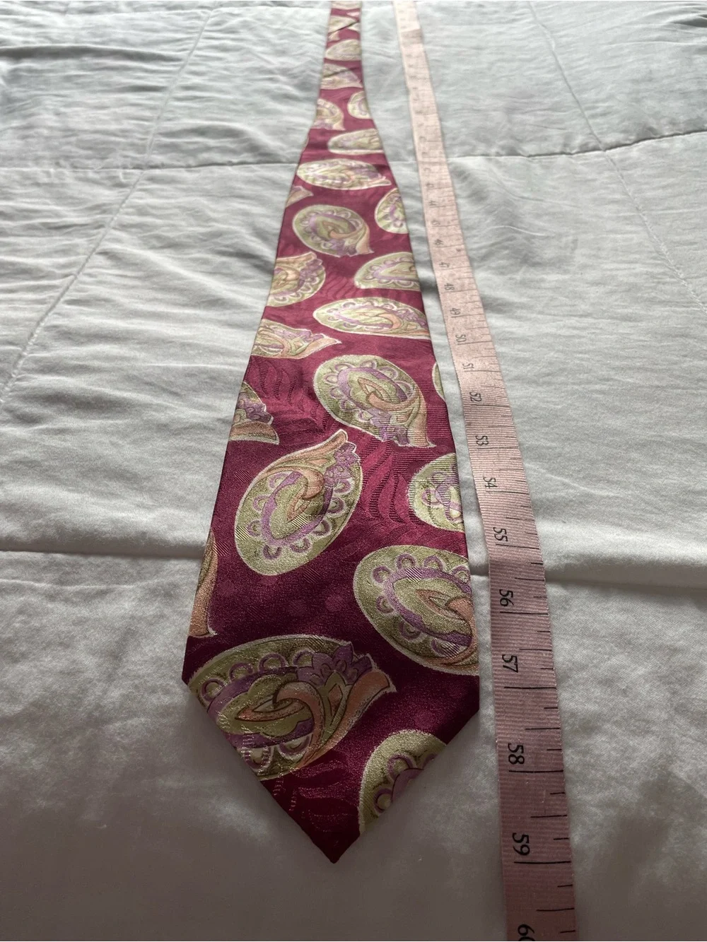 Vintage Dior Silk Maroon Paisley Tie Office Work Old Money Heritage Academia 90s